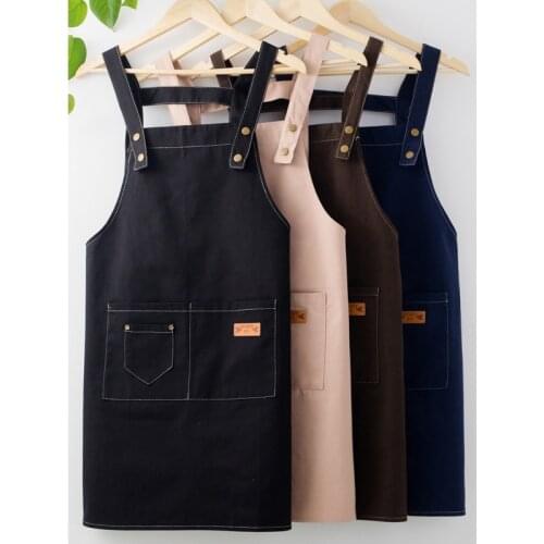 Sleeveless Black Denim Apron One Piece Cafe Chef Waitress Apron One Size Women Men Cooking Dress Apron Nordic Kitchen Supplies