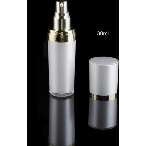 30ml 1floz Pearl White Acrylic Lotion Bottle Silver Emulsion Dispenser lotion Press Pumpatomized Sprayer50Pcs/lots Perfume