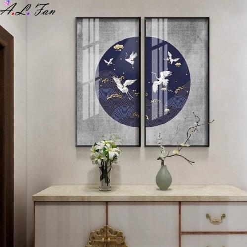 Ancient Chinese Traditional Red-crowned Crane Zen Art Canvas Painting Poster Wall Picture Print Home for Living Room Office Deco