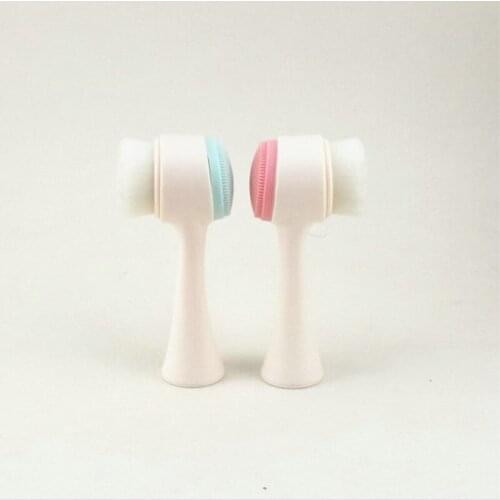 Double Side Silicone Facial Cleanser Brush Portable Size 3D Face Cleaning Vibration Massage Face Washing Product Skin Care Tool