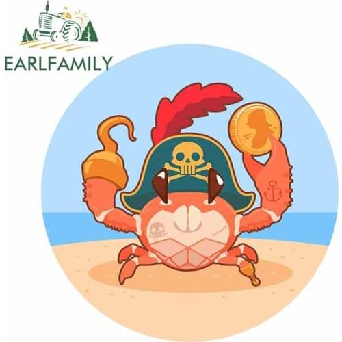 EARLFAMILY 13cm x 13cm For Pirate Crab Car Repair Sticker Vinyl Car Wrap Decal Waterproof Anime Decals Custom Printing Decor