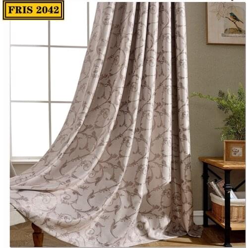Cationic Jacquard Curtain Pastoral Style Finished Blackout Curtains for Living Dining Room Bedroom