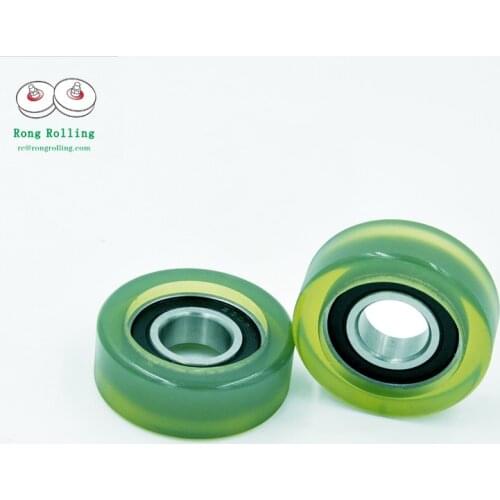 20*56*20 2.5 inch conveyor belt wheel high wear-resistant polyurethane rubber-coated bearing 6004RS bore 20mm. 10pcs/lot