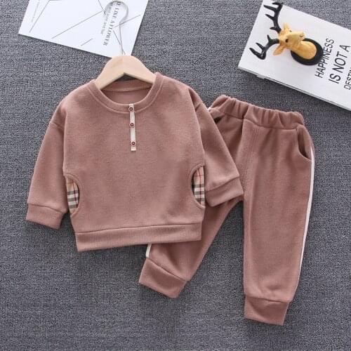 Boys and Girls Suits Long-Sleeved Shirt +pant Sets Sweater Childrens Casual Autumn New Childrens Two-Piece Sets 0-3 Ages