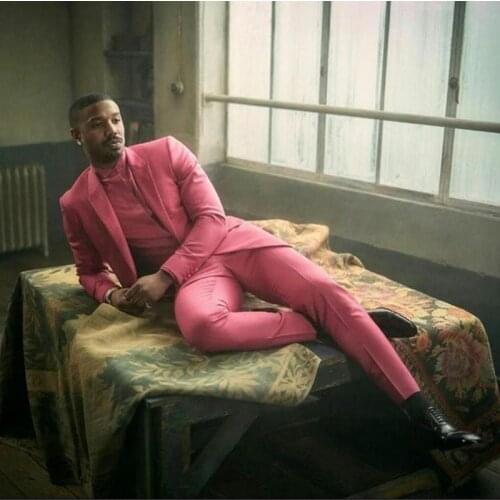 Handsome Pink Mens Evening Dress Toast Suits Groom Wedding Tuxedos Work Business Clothes (Jacket+Pants+Bow Tie) OK:048