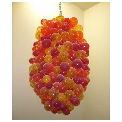 Round Shaped Custom-made Grape Led Light Hand Blown Glass Chandelier