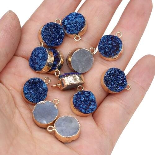 Natural Stone Crystal Cluster Pendants Round Shape Exquisite Charm For jewelry making DIY necklace Earring accessories