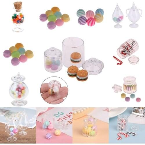 Cute 1Set 1:12 Dollhouse Miniature Candies Simulation Furniture Toys Candy Glass Jar for Dolls Decor for Baby Gifts Toy