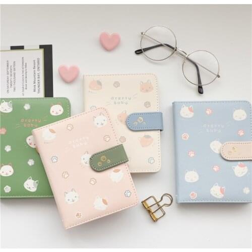 Cute Notebook Heart-shaped Gold-plated Cat Pu Magnetic Buckle Notepad Multi Specification Student Notebook Diary Planner Agenda