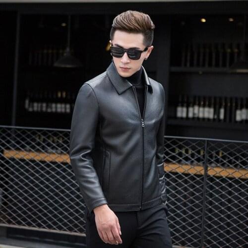 Mens Leather Jacket 100% Deerskin Leather Coat Real Genuine Leather Jackets Spring Autumn Slim Luxury Coats 1YW17033F KJ3921