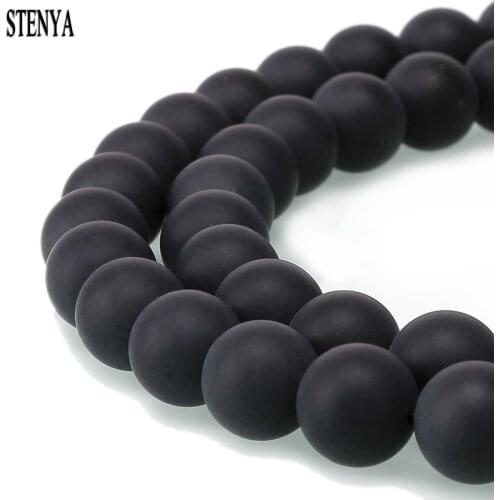 STENYA Black Onyx Dull Polish Natural Stone Men Jewelry Findings Spacers Loose Beads Tassels Necklace Earrings Diy Bracelet Matt