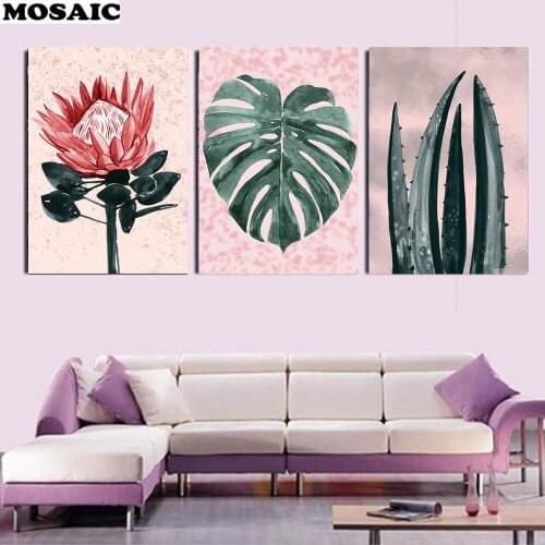 Diy Diamond Embroidery Complete Kit Plant 3pcs Square/round drill Full 5d Diamond Painting Accessories Flower Diamond Art