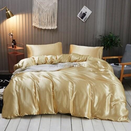 Satin Silk Duvet Cover Set ( Duvet Cover + Pillowcase) Quilt Cover Comforter Case Luxury Soft Silky Breathable Double Queen King