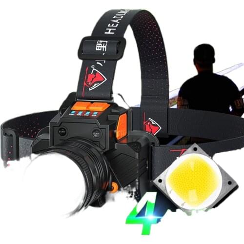 The head-mounted headlight bright LED light long-range rechargeable flashlight lamp night fishing induction zoom hernia