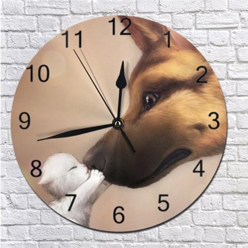 Wall Decor Clocks Dogs Pattern Numeral Digital Dial Mute Silent Clocks Digital Clocks Battery Operated Clocks for Living Room
