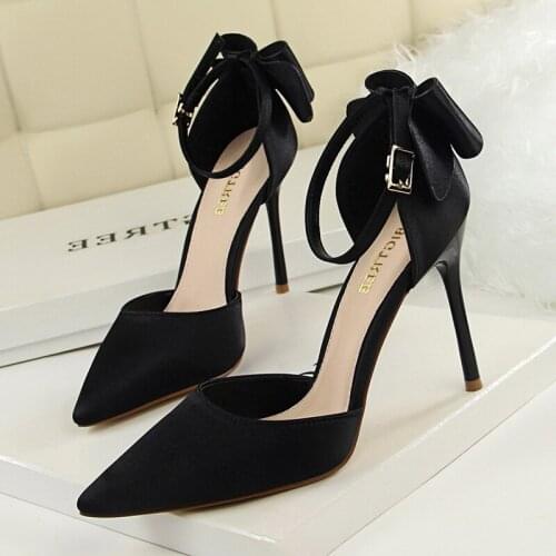 New Women Pumps Back Bow Shallow Pointe Shoes Fashion Dress Shoes Sexy Women Shoes