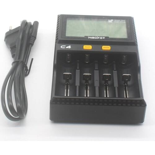 Original Miboxer C4 LCD Smart Battery Charger for Li-ion IMR INR ICR LiFePO4 18650 14500 26650 AAA Batteries 100-800 mAh