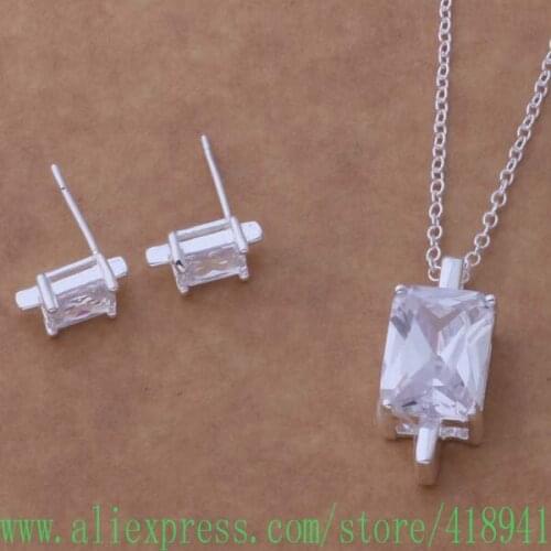 Silver Plated Jewelry Sets Earring 201 + Necklace 290 /dyhampoa azjajqqa AS057