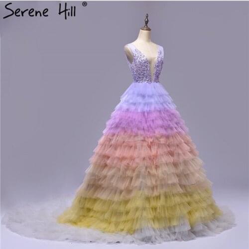 Sexy Backless Deep-V Tulle Wedding Dresses Multicolour Sleeveless Photography Bridal Gowns Vestido De Noiva 2020 Serene Hill