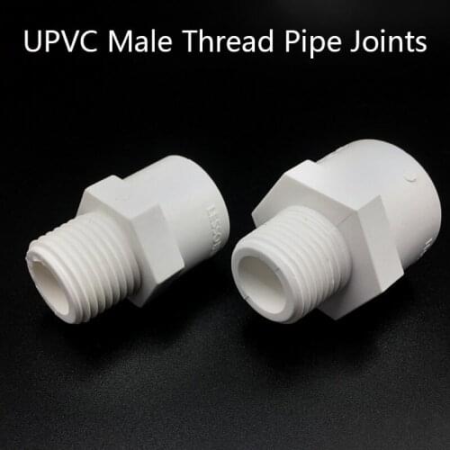 UPVC Male Thread Pipe Joints White UPVC Connector Garden Water Connectors Aquarium Fish Tank Adapter UPVC Pipe Joints 1 Pcs
