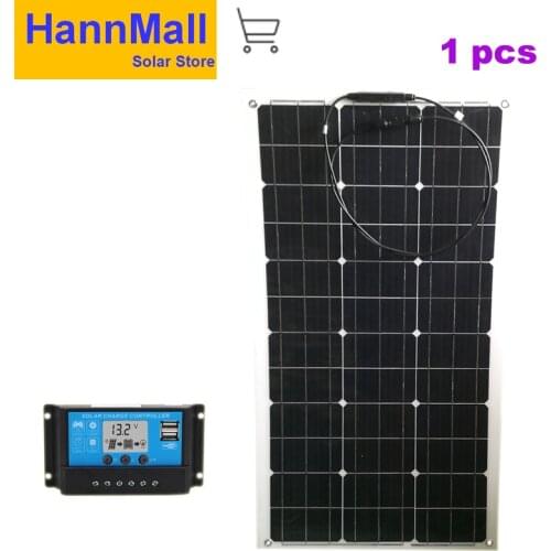 HannMall Brand Solar Battery Flexible Solar Panel 80W 12V 24v Controller 10A Solar System Kits for Fishing Boat Cabin Campi