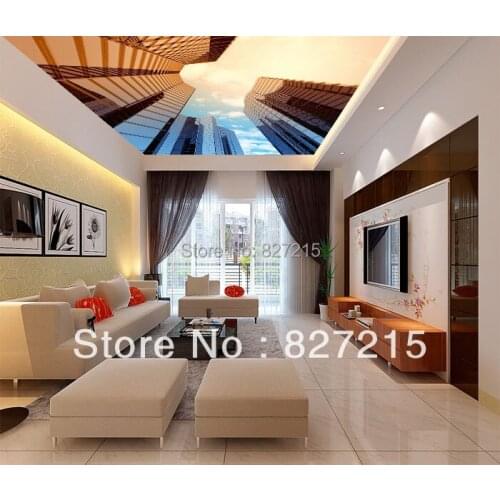 SV-2533 skyscraper with sky printing stretch ceiling film New Fashion ceiling panel decorative material