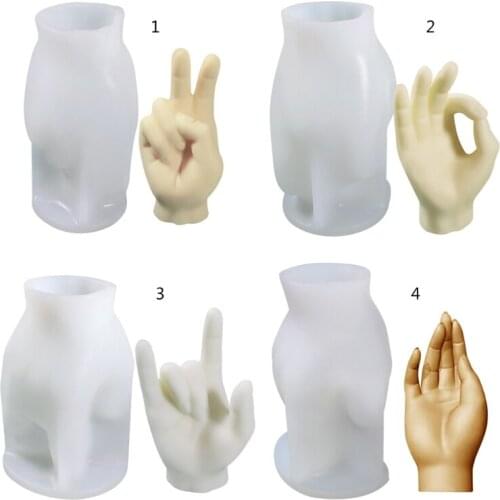 Creative Gesture Candle Epoxy Resin Mold Aromatherapy Plaster Silicone Mould DIY Crafts Home Decorations Casting Tool