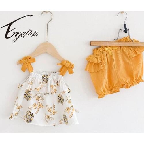 Engepapa Infant Baby Girls Clothing Suit Sleeveless T-shirt+Shorts Summer Newborn Baby Girls Clothes Baby Girls Clothes Set