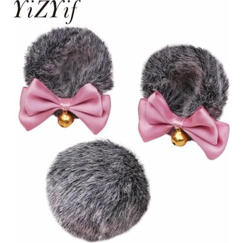 3pcs/set Handmade Lolitas Cute Hair Accessories Plush Bow Bear Cat Ear Hairpin with Bear Tail Set Hair Clips for Girls headband