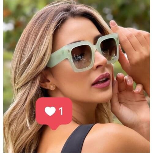 2021 Newest Acetate Square Green Sunglasses Women Brand Designer Vintage Metal Rivets Shades Sun Glasses Female Summer Fashion