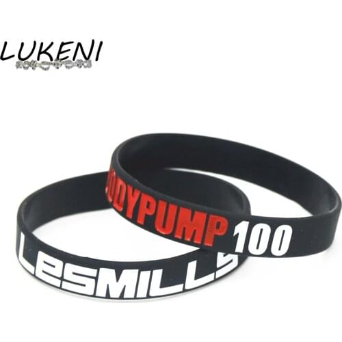 LUKENI 1PC Hot Sale Fashion Les Mills BODY PUMP 100 Silicone Wristband Sports Barbell Silicone Bracelets & Bangles Gift SH201