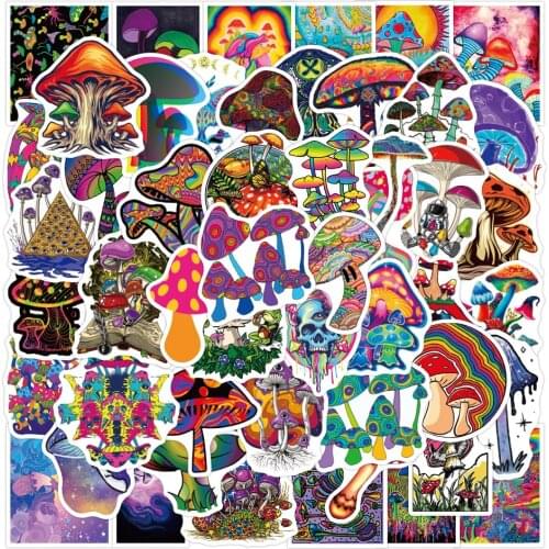 10/30/50PCS Colorful Psychedelic Mushroom Stickers Cartoon Decals Waterproof DIY Travel Phone Guitar Graffiti Cute Sticker Toy