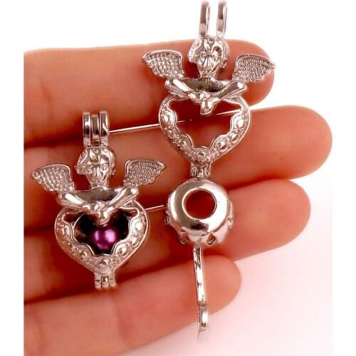 10Pcs Lovely Angel Wing Cage Locket Pendant Making Pearl Bead Cage Aromatherapy Statement Female Jewelry Dropshipping
