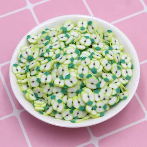 100g/Lot 5mm Green Apple Clay Slices Fruits Sprinkles for DIY Slime Crafts Filling Accessories