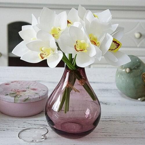 2021 Artificial Orchid Flowers For Home Decor Hotel Fake Flowers For Wedding Garden Indoor Living Room Decoration Boat Orchids