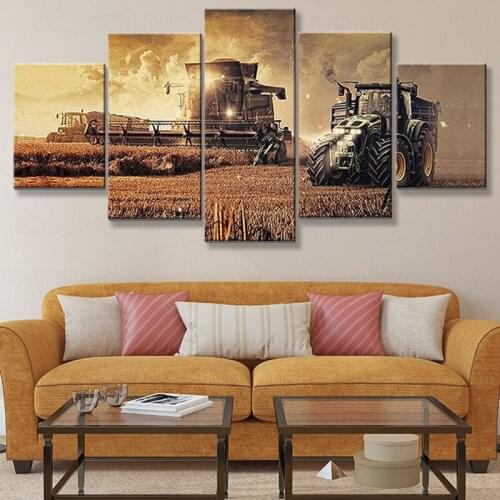 5 pieces of HD print canvas farm tractor canvas picture decoration print poster wall artist residence decorative painting frame