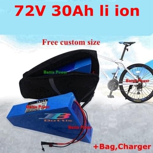 72V 30ah lithium ion Triangle battery no 72V 25ah li ion BMS for 5000w 3500w Motorcyle scooter bike bicycle 5A Charger bag