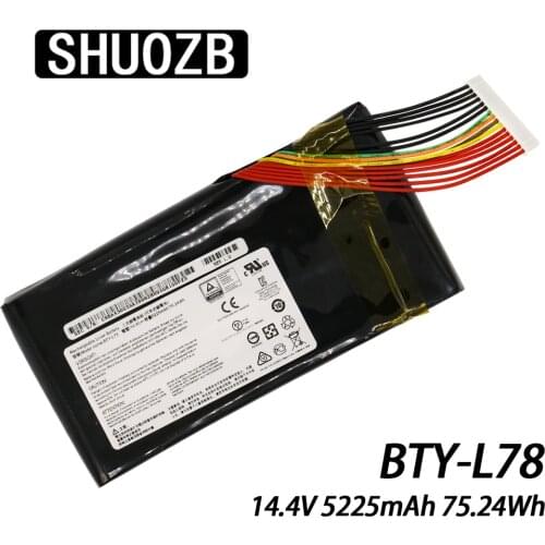 SHUOZB BTY-L78 Laptop Battery For MSI GT80 GT80S 2QE-035CN GT73 GT73VR 6RF-094CN GT83 GT83VR GT75 GT75VR MS-1812 MS-1814 5225mAh
