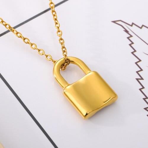 2020 Trend Punk Stainless Steel Chain Lock Necklace for Women Men Padlock Pendant Statement Gothic Cool Fashion Friendship Gift
