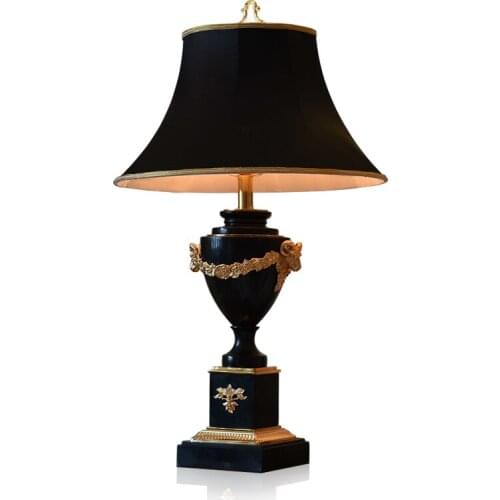 Black marble living room table lamp luxury club hotel lobby hall villa bedroom bedside lamp WF1223206