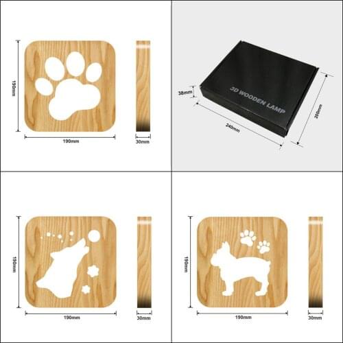 Moon Wolf Elephant 3D LED Wooden Night Light Hollow Table Lamp USB Power Desk Lights For Baby Kids Christmas New Year Gift