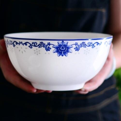 8 inch Large Ramen Bowl Blue and White Porcelain Noodle Soup Bowls Jingdezhen Bone china Salad Bowls Ceramic Chinese Tableware