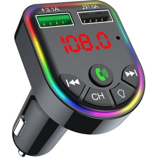 FM Transmitter Car Bluetooth5.0-compatible Wireless Handsfree Kit FM Modulator Support TF Card U Disk Playback Car MP3 Player