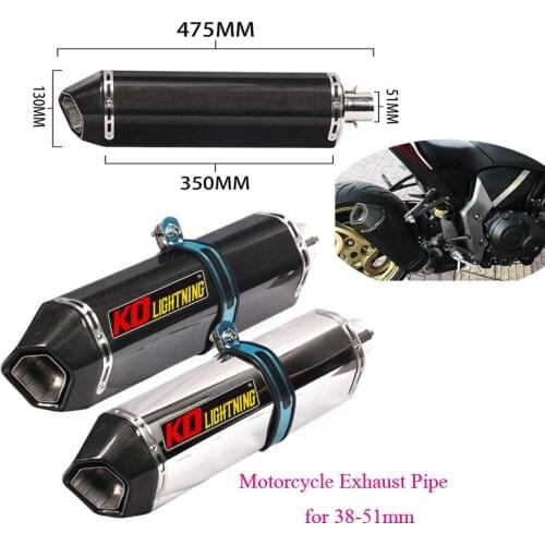 Motorcycle Real Carbon Fiber Muffler System Escape 475mm Exhaust Silencer Pipe DB Killer for 38-51mm