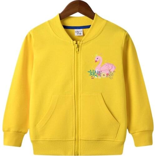 Jargazol Toddler Sweatshirts Fall Little Girls Tops Cartoon Flower Swan Printed Autumn Teenagers Jacket Coat Children Costume