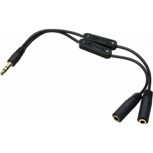 Quality One-Divided-two Male To 2 Female Extention Adapter Volume Control Switch Stereo Y Splitter Cable Audio Cable