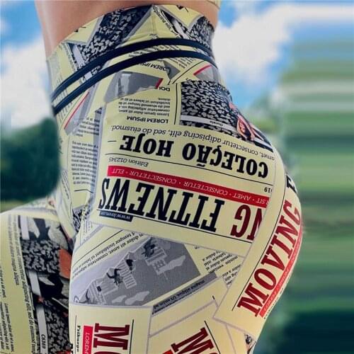 New Fashion Print Leggings Women Slim Fitness High Waist Elastic Workout Leggings for Sport Running Pants Booty Push UP Legging