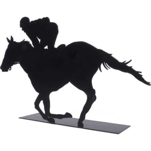 Horse and Jockey Metal Decorative Sculpture, Desktop Decor Sculpture, Metal Sculpture, Decorative Metal Sculpture (Black)
