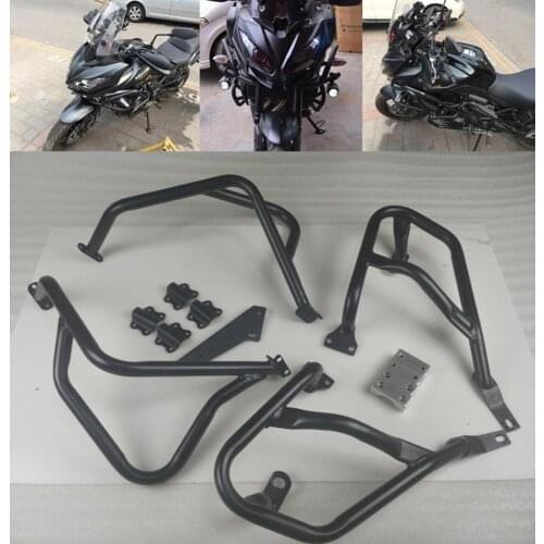 Modified Upper Lower Engine Guard Tank Protection Black Crash Bar Protector For KAWASAKI Versys650 KLE650 2015 2016 2017 15-17