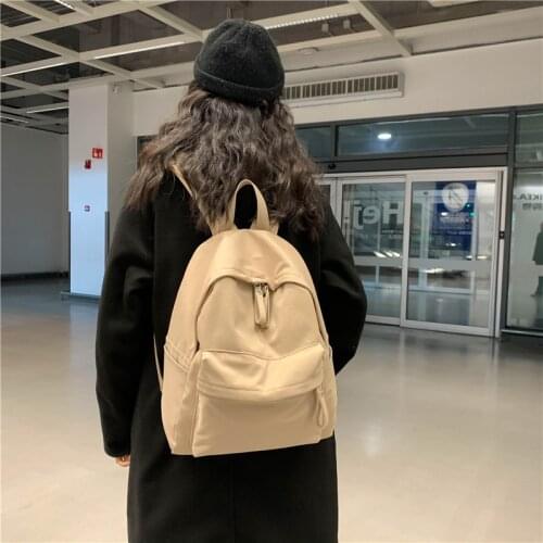 Solid Color Backpack Canvas New Casual Women Backpack Casual New School Bags Teenager Girl Student School Backpack Mochilas